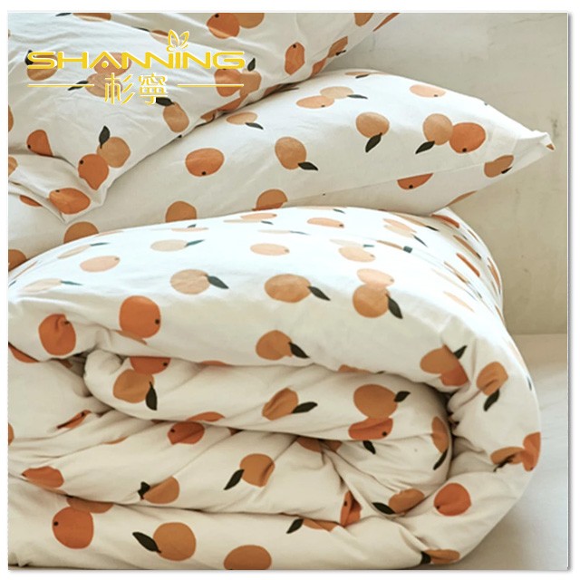 Reactive Printed Pattern 100% Organic Cotton Material Knit fabric 4 PCS Cover Bedding Sheets Set