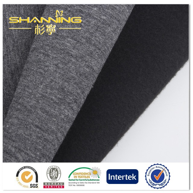 Black Cotton and Polyester Brushed Fleece - Fleece - Polyester