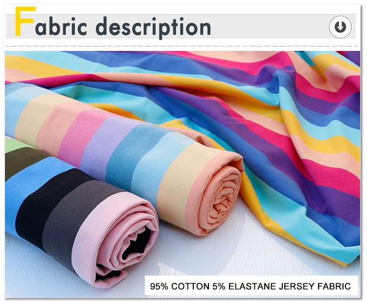 Cotton jersey fabric (95% Cotton - 5% Elastane) Weight 160 g