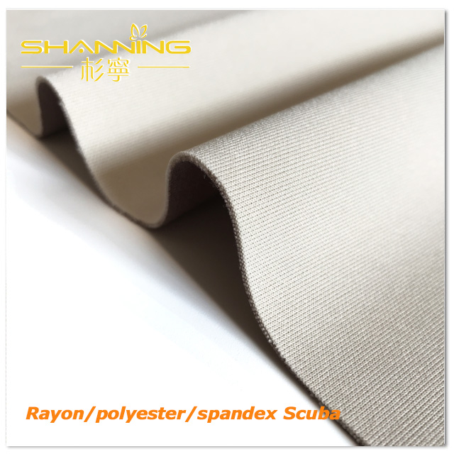 48% Rayon 46% Poliester 6% Spandex Scuba Knit Fabrik