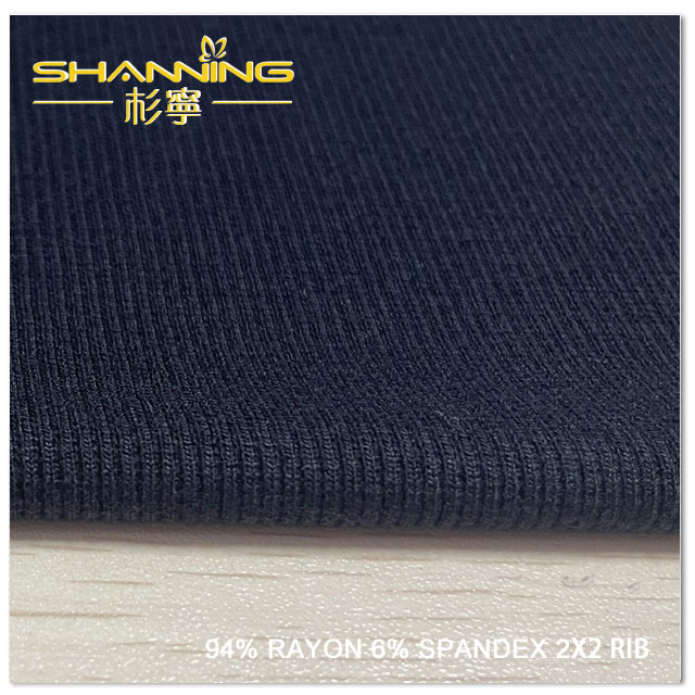 Rayon elasztán 2X2 bordás kötött anyag szegélyekhez és mandzsettákhoz