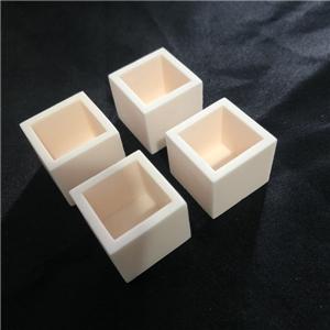 Custom small square alumina ceramic crucible complete.