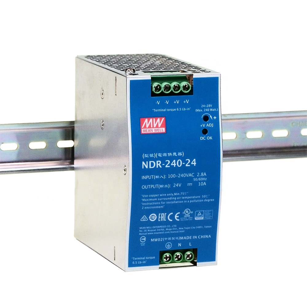 NDR 75W-480W PFC Single Output Din Rail Power Supply