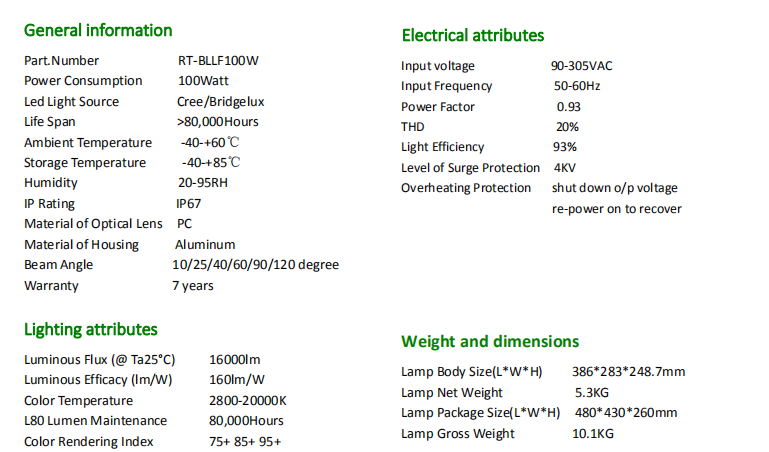 100W a conduit Floodlight