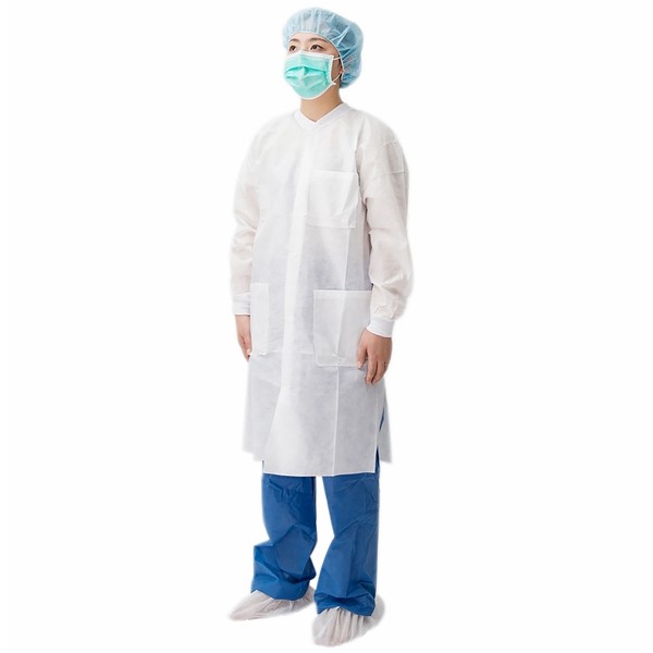 SMS Lab Coat With Knitted Collar Manufacturers, SMS Lab Coat With Knitted Collar Factory, Supply SMS Lab Coat With Knitted Collar