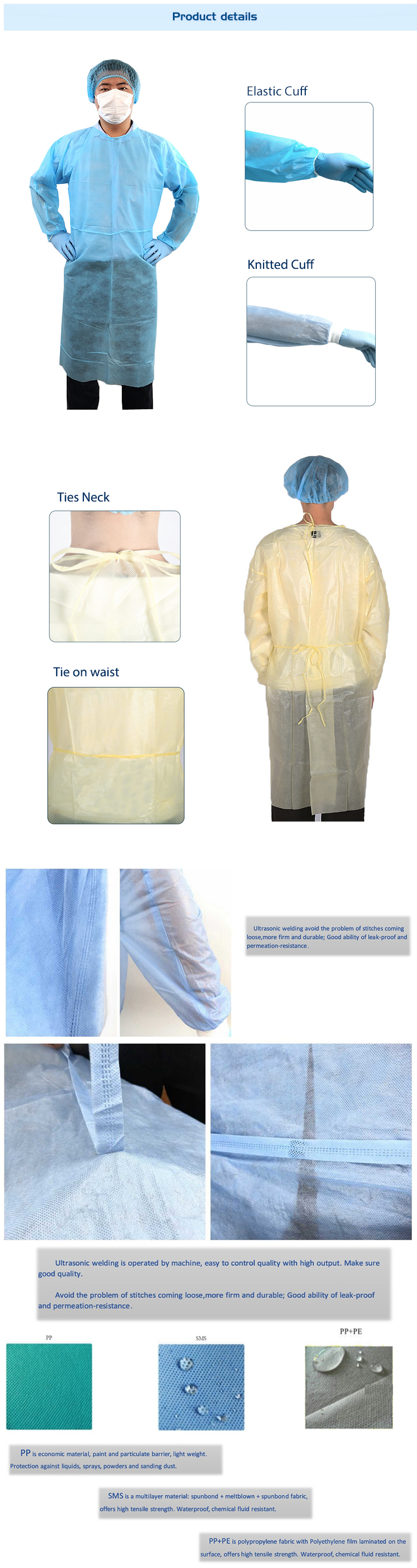 PP laminated PE isolation gown