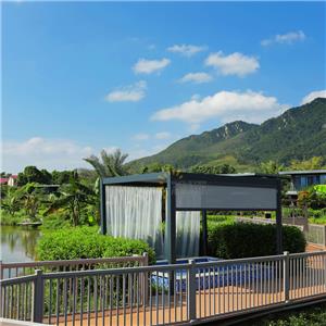 Modern Aluminium Motorized Louvered Pergola Gazebo on Decking