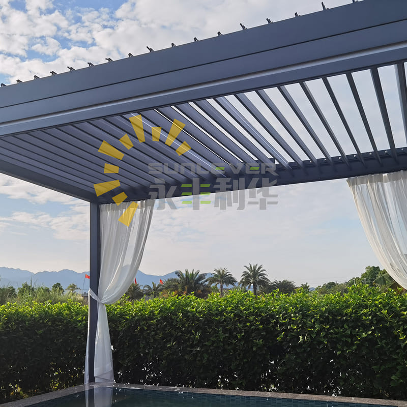 Modern Aluminium Motorized Louvred Patio Cover Creating Outdoor Space