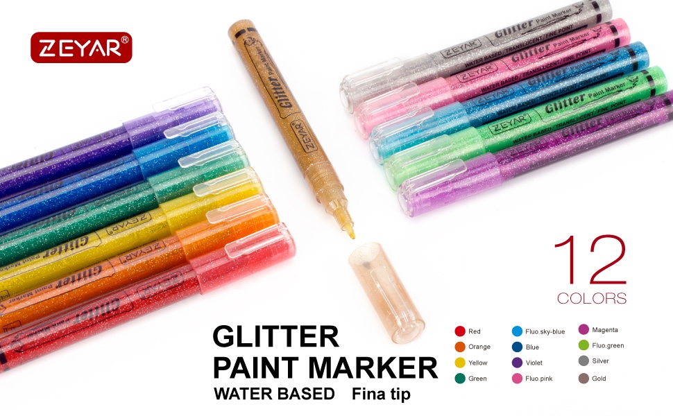 Acrylic Glitter Paint Pens Water Based Ink Glitter Colors - China Acrylic  Paint Pen, Acrylic Paint Marker