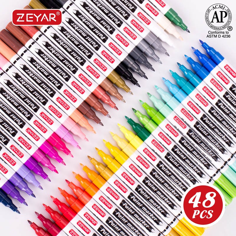 Farbmarker auf Ölbasis 48 Farben Extrafeiner Punkt