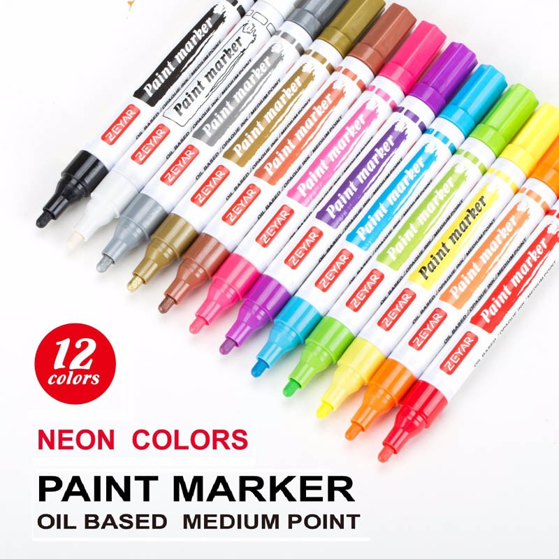 Marcador de tinta à base de óleo 12 cores Ponto médio