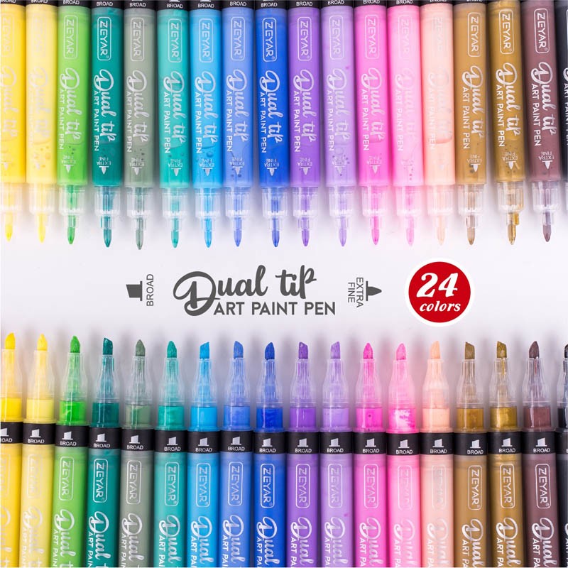 24 colors dual tips point pen