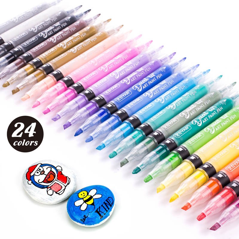 24 لون مزدوج تلميحات نقطة القلم