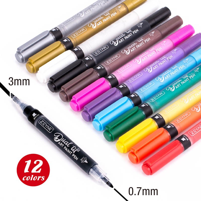 12 klassieke kleuren pennen 