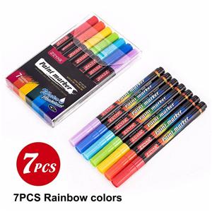 Penne per vernice acrilica Colori arcobaleno Set di 7 punti extra fine