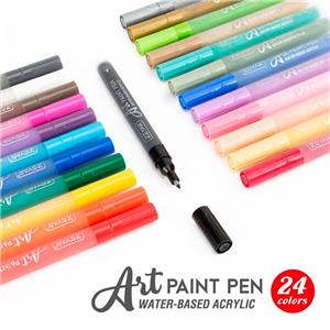 Penne per vernice acrilica 24 colori punta extra fine