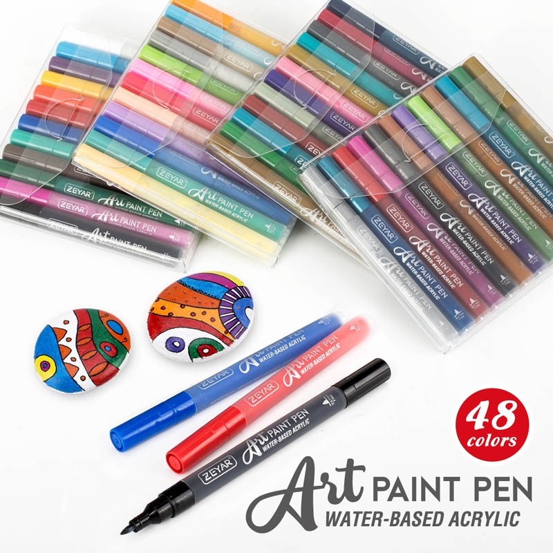 Penne per vernice acrilica 48 colori punta extra fine