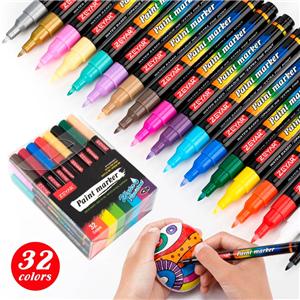 Penne per vernice acrilica 32 colori punto extra fine