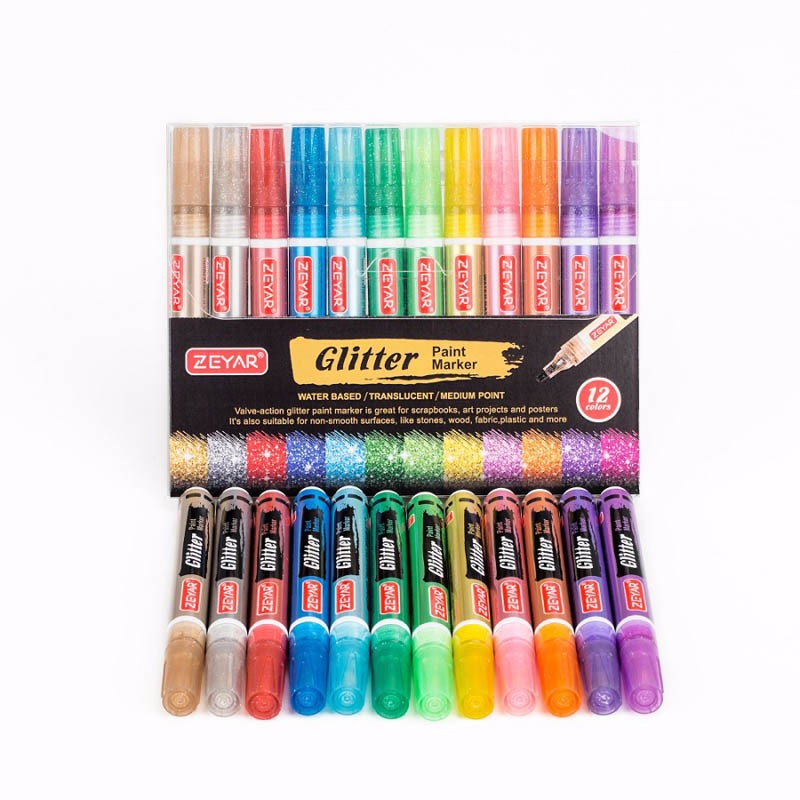 12 لون قلم متوسط ​​بريق 