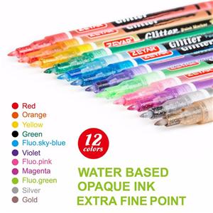 Glitter Paint Pens 12 Farben Extra Fine Point