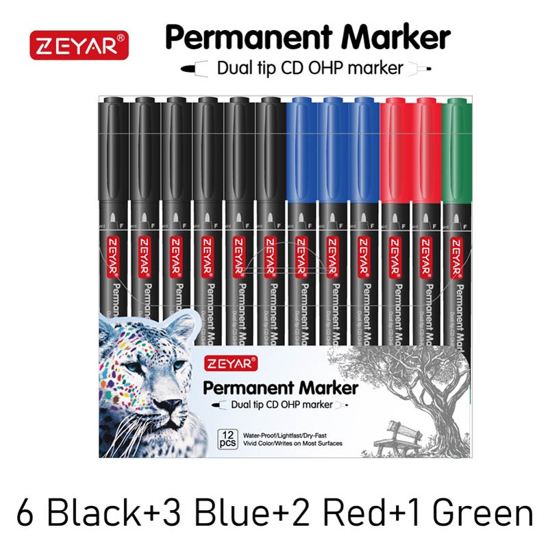 Twin Tip Permanent Marker 12 Stk. 4 Farben