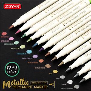 Metallic Marker 12 Colors Fine Point Brush Tip