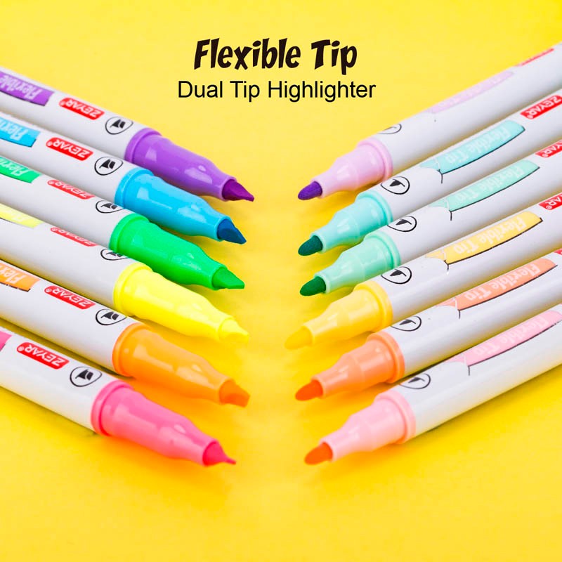 Highlighter 12 Colors Dual Tips Soft Tips 