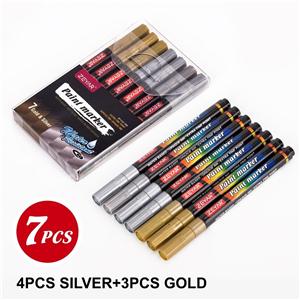 Acrylfarbenstifte Gold & Silber 7er-Set mit 7 extra feinen Spitzen
