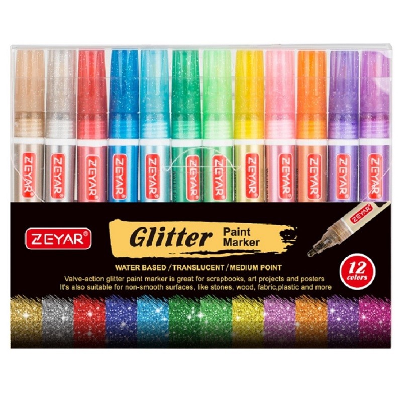 Penna glitterata media 12 colori 