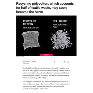 Recycling polycotton, which accounts for half of textile waste, may soon become the norm