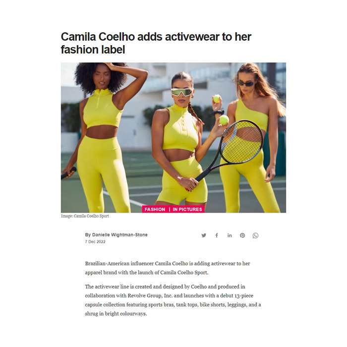Camila Coelho adds activewear to her fashion label