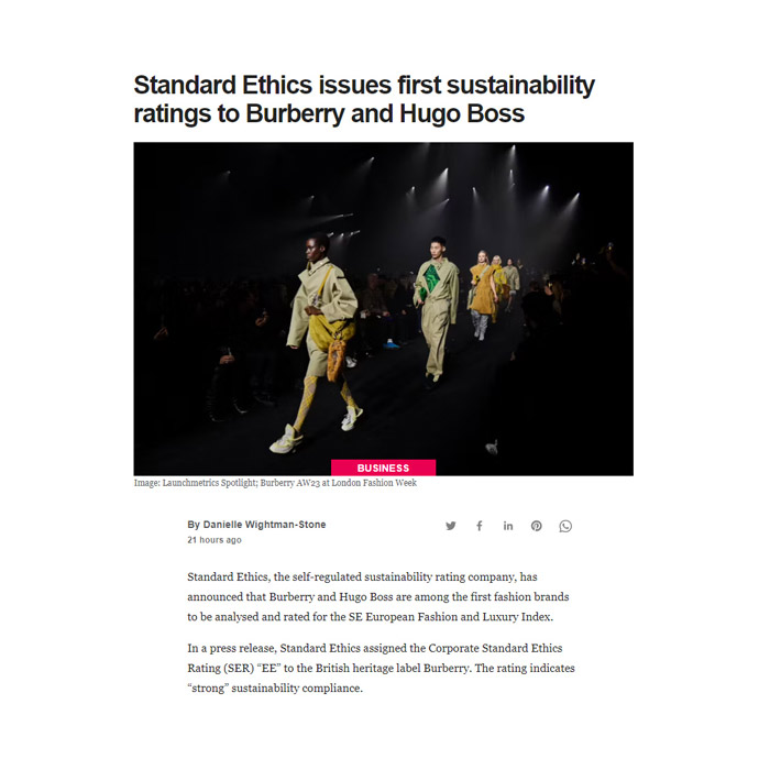 Standard Ethics đưa ra xếp hạng bền vững đầu tiên cho Burberry và Hugo Boss