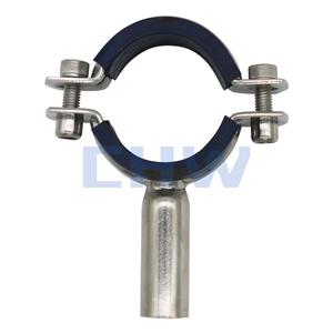 Sanitary Stainless steel SS304 SS316L pipe support pipe clip with long shaft pipe holders clamps blue sleeve with blue insert tubing hanger