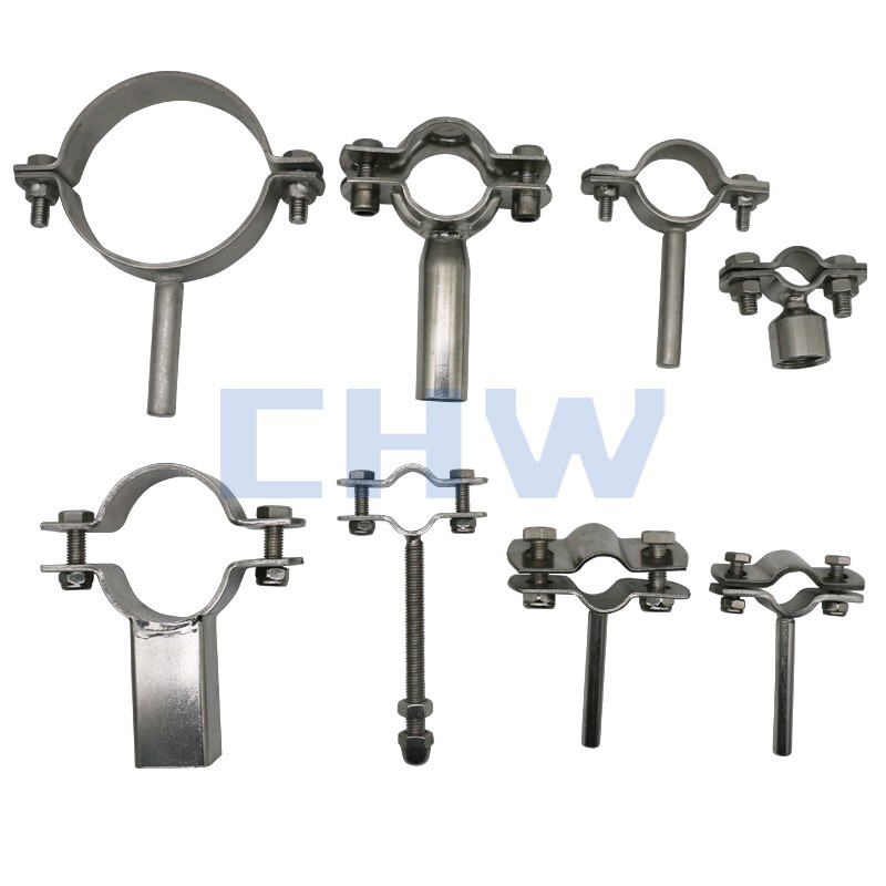 Stainless steel pipe clip with short shaft