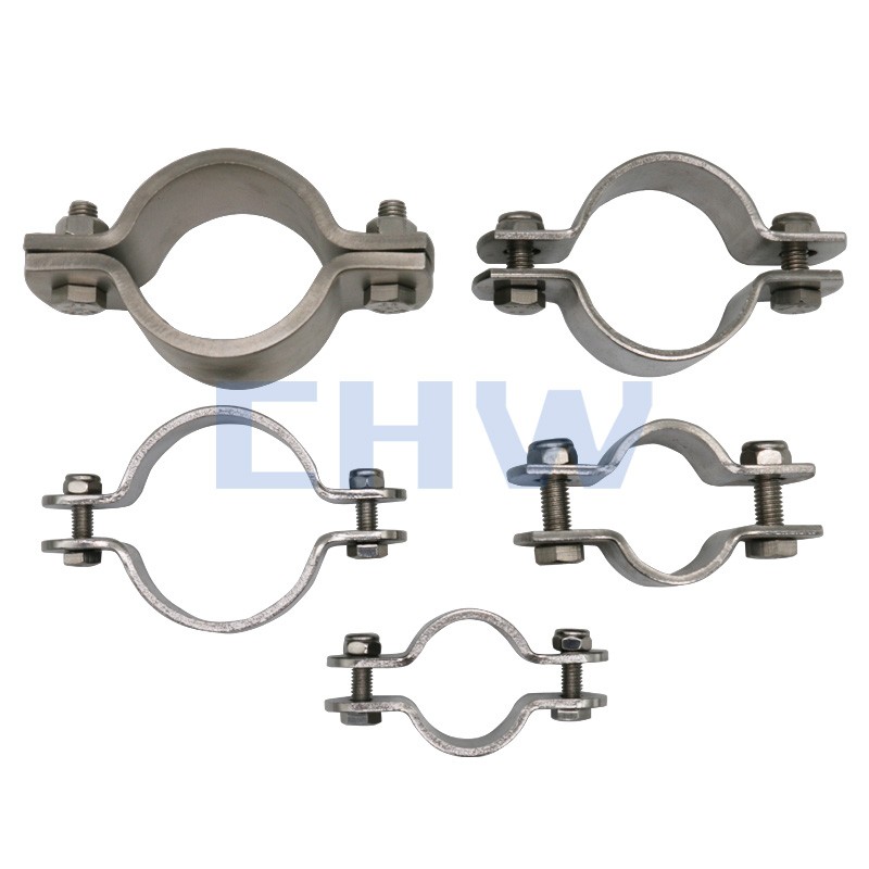 Sanitary Stainless steel SS304 SS316L tubing hanger clamps without shaft pipe support clips pipe holders pipe clamps