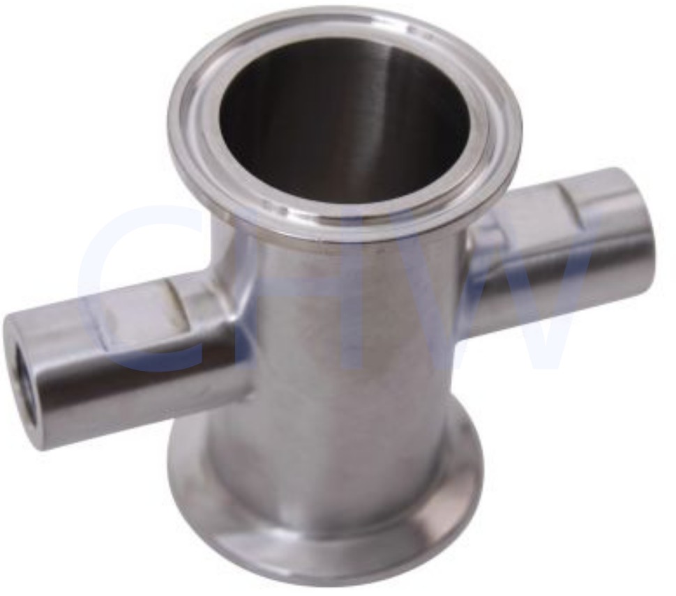 Sanitary stainless steel high quality T ri Clamp 1.5 in. x (2) FNPT 14 in SS304 SS316L manflod DIN SMS ISO 3A BPE IDF AS BS