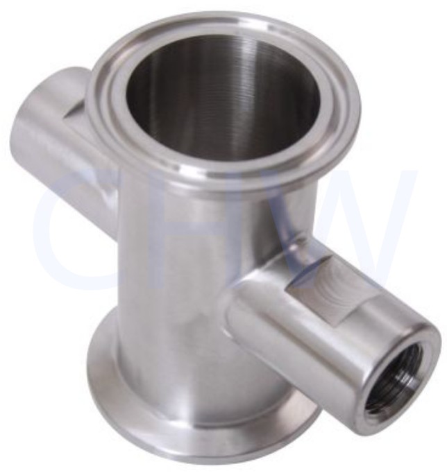 Sanitary stainless steel high quality T ri Clamp 1.5 in. x (2) FNPT 14 in SS304 SS316L manflod DIN SMS ISO 3A BPE IDF AS BS