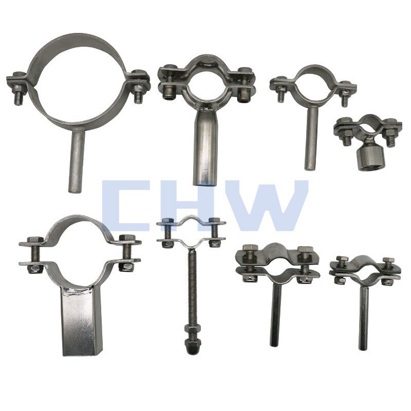 Sanitary Stainless steel SS304 SS316L pipe clamps holders pipe support pipe clips tubing hanger