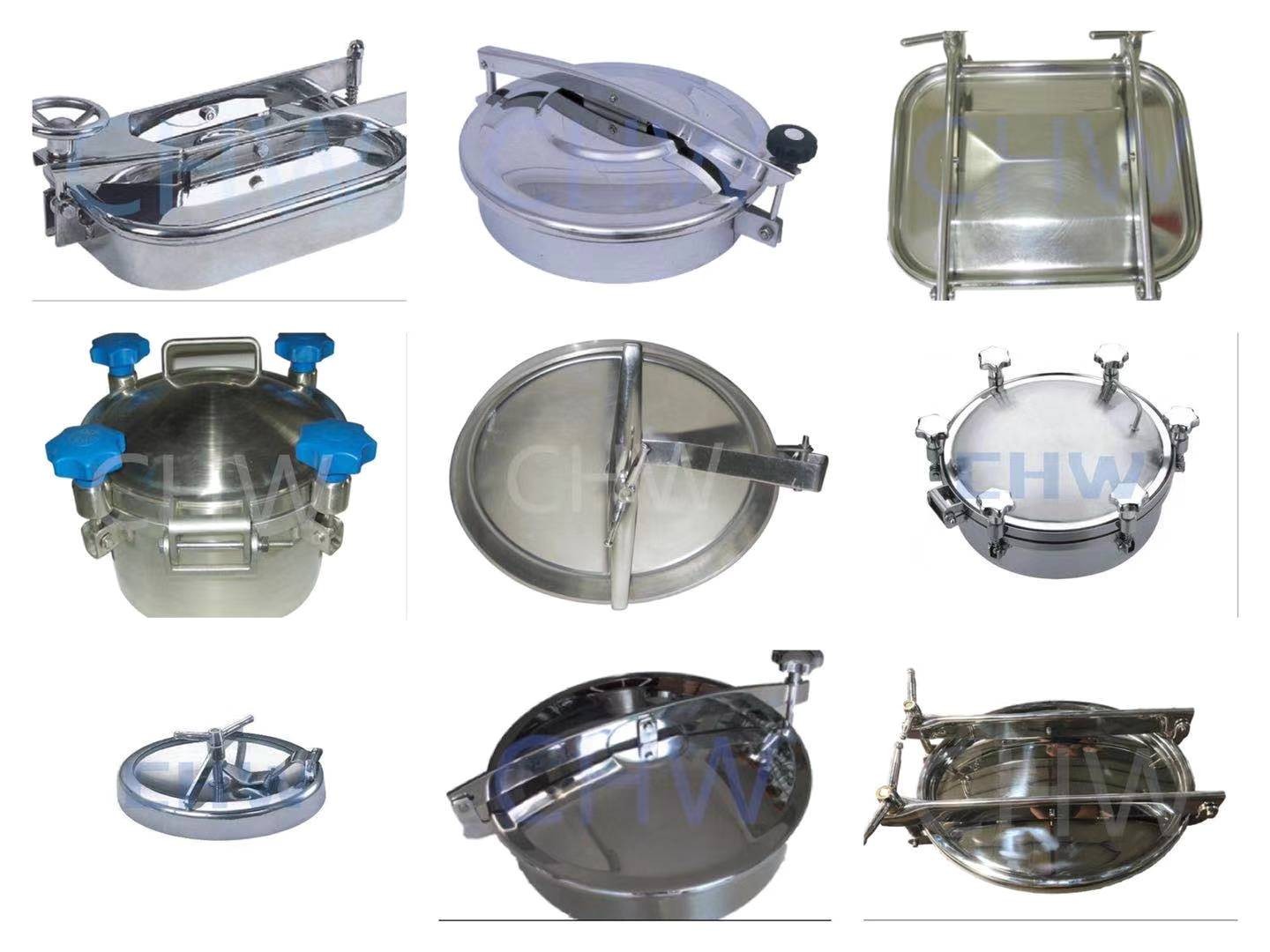 ss304 Sanitary Stainless Steel Upper Seal round Type Normal Pressure Tank Hatch Cover Circular Manway