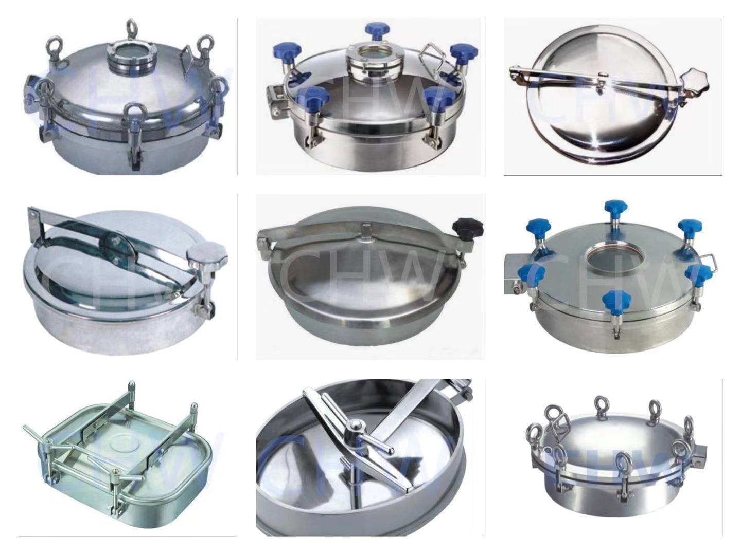 Sanitary stainless steel ss304 and ss316L Pressure Circular Tank Manway Manhole With Flange Sight Glass
