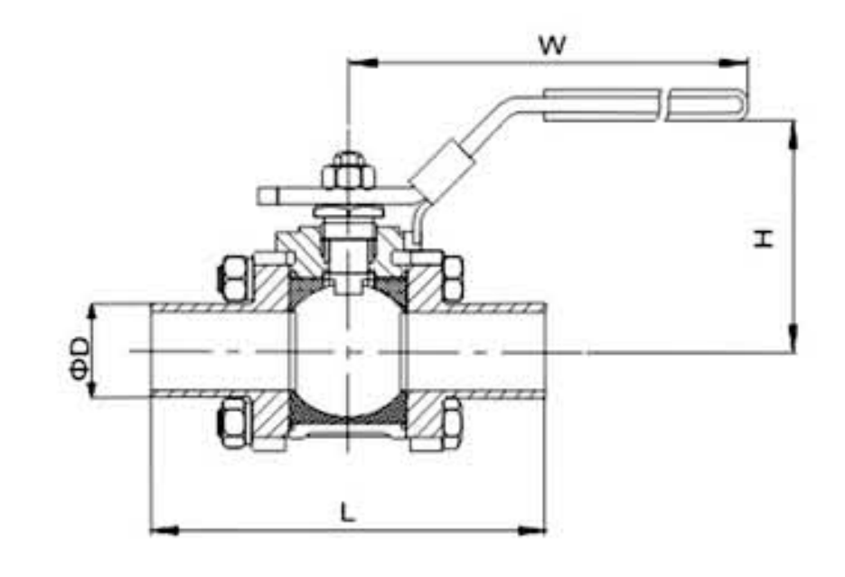 Straight through ball valve