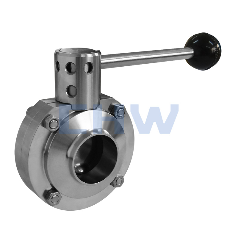 Sanitary stainless steel high quality maual welded butterfly valve