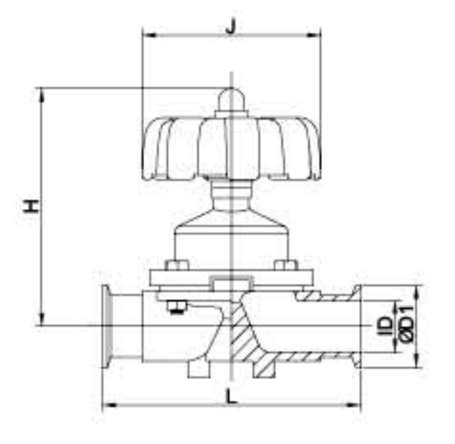 Sanitary stainless steel high quality Clampde Direct Way Diaphragm valve ss304 ss316L