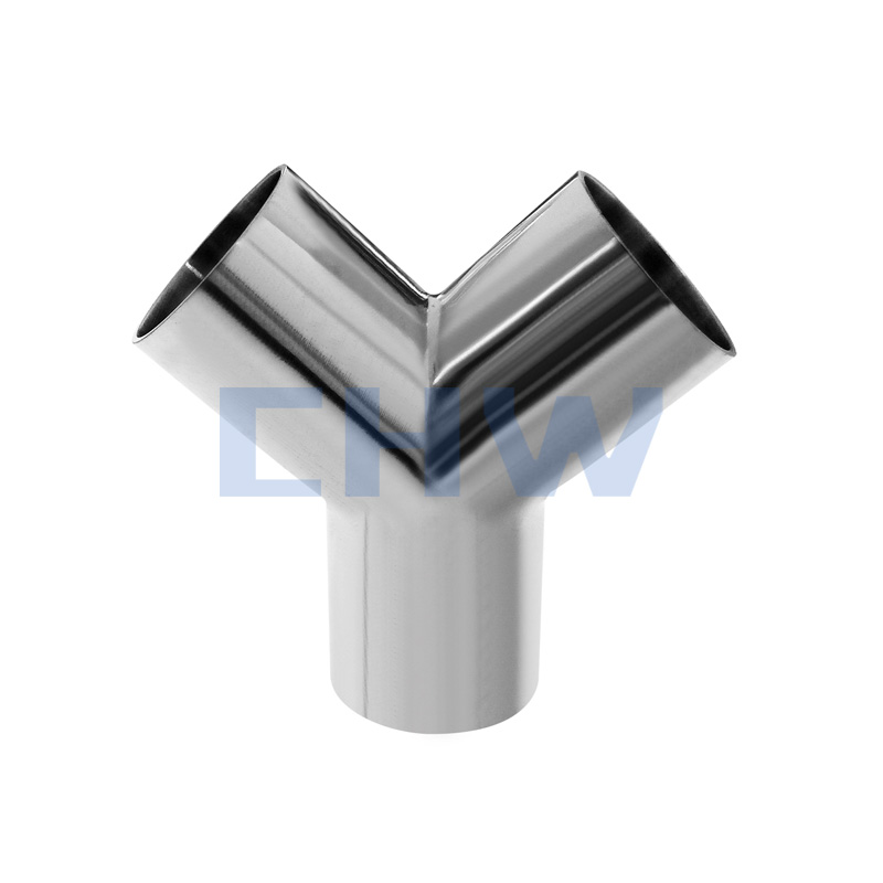 Sanitary stainless steel high quality butt welded oblique Y tee