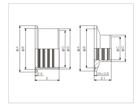 Sanitary stainless steel high quality Screwed Liner ss304 ss316L