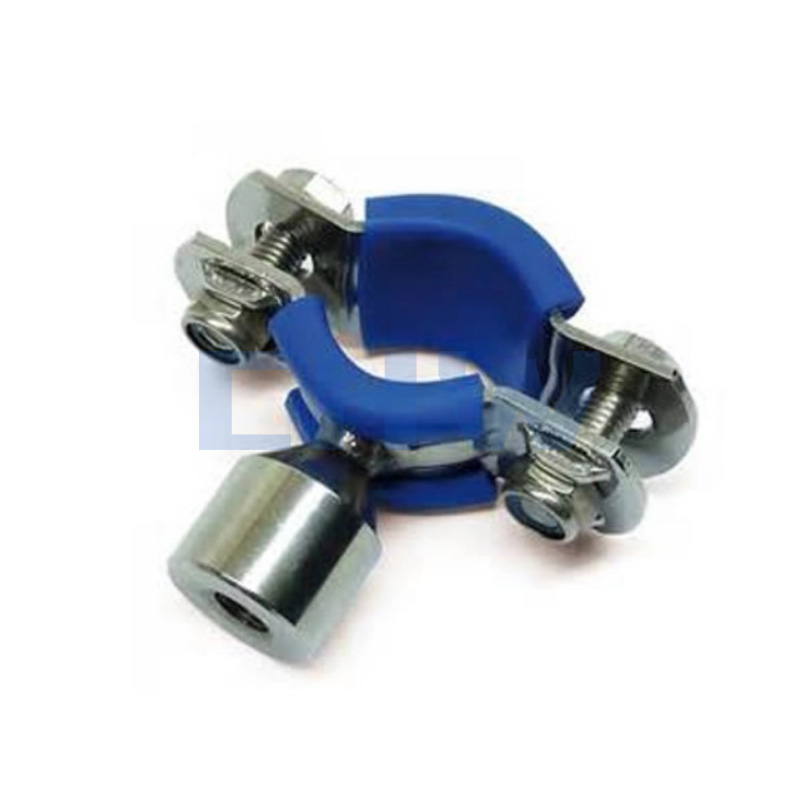 Stainless steel Round pipe holder with blue sleeve
