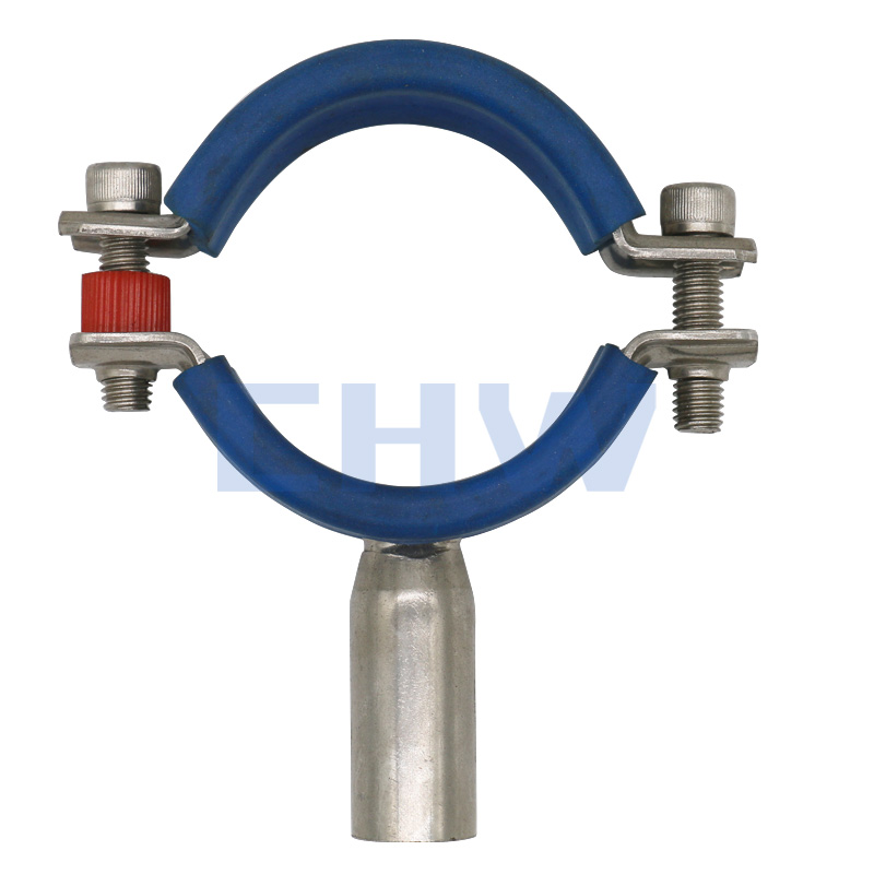 Stainless steel Round pipe holder with blue sleeve