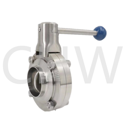 Sanitary stainless steel high quality welded and threaded butterfly valve