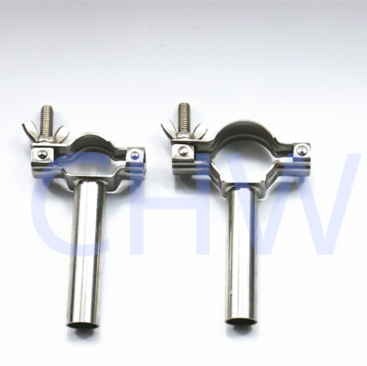 Sanitary Stainless steel SS304 SS316L pipe clamps slender type tubing hanger pipe fittings pipe clips support
