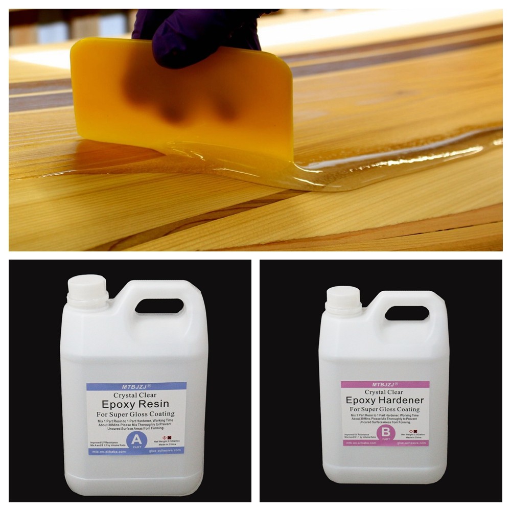 1 Untuk 1 High Gloss Epoxy Resin Wood permukaan meja Coating